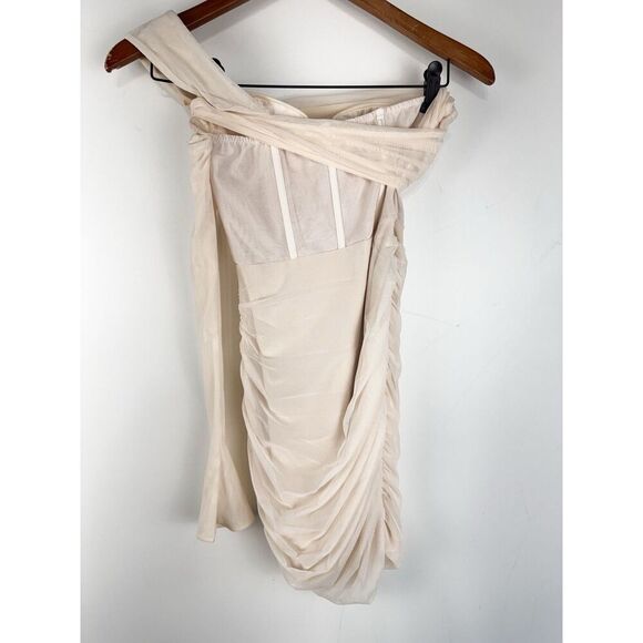 Oh Polly Size 0 Unique Long Sleeve Ruched Bodycon Mini Corset Dress - Picture 4 of 7